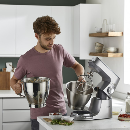 Μίξερ Kenwood Chef Baker XL KVL85.004SI, 1200 W, 2 δοχεία 5/7 λίτρα, Ηλεκτρονικός έλεγχος, Λειτουργία Pulse, EasyWeigh™, Ασημί