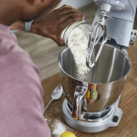 Μίξερ Kenwood Chef Baker XL KVL85.004SI, 1200 W, 2 δοχεία 5/7 λίτρα, Ηλεκτρονικός έλεγχος, Λειτουργία Pulse, EasyWeigh™, Ασημί