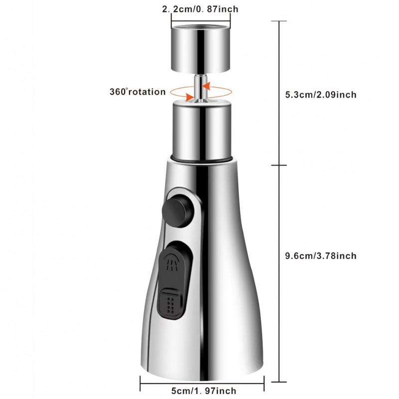 Ακροφύσιο για μίξερ Rosberg R57101B, 14,9 εκ., Περιστροφή 360 μοιρών, Ασημί
