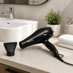 Στεγνωτήρας μαλλιών Rosberg Premium RP51100T, 2000 W, 2 ταχύτητες, 3 επίπεδα θερμότητας, Ψυχρή ροή, Εστιακός σωλήνας, Μαύρο