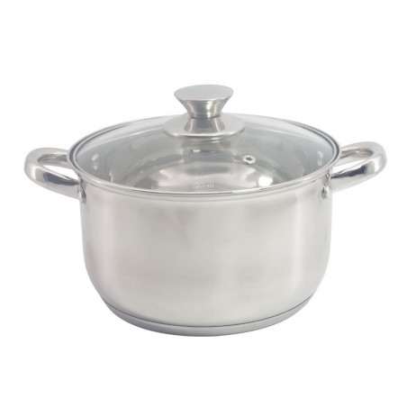 Κατσαρόλα με καπάκι Rosberg R51210L28, 28 εκ., 10 λίτρα, για επαγωγικές εστίες, από ανοξείδωτο ατσάλι