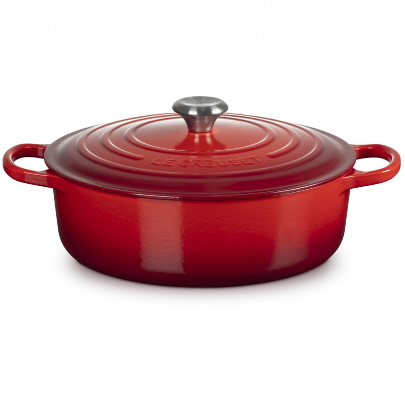 Χυτοσίδηρο ταψί-ροστέρ Le Creuset 21179300602430, 30 εκ., 6,2 λ., Καπάκι που κλείνει αεροστεγώς για τη διατήρηση των αρωμάτων, Φούρνος έως 260 °C, Επαγωγή, Κόκκινο