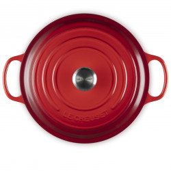 Χυτοσίδηρο ταψί-ροστέρ Le Creuset 21179300602430, 30 εκ., 6,2 λ., Καπάκι που κλείνει αεροστεγώς για τη διατήρηση των αρωμάτων, Φούρνος έως 260 °C, Επαγωγή, Κόκκινο