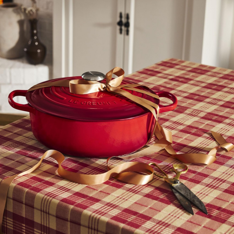 Χυτοσίδηρο ταψί-ροστέρ Le Creuset 21179300602430, 30 εκ., 6,2 λ., Καπάκι που κλείνει αεροστεγώς για τη διατήρηση των αρωμάτων, Φούρνος έως 260 °C, Επαγωγή, Κόκκινο
