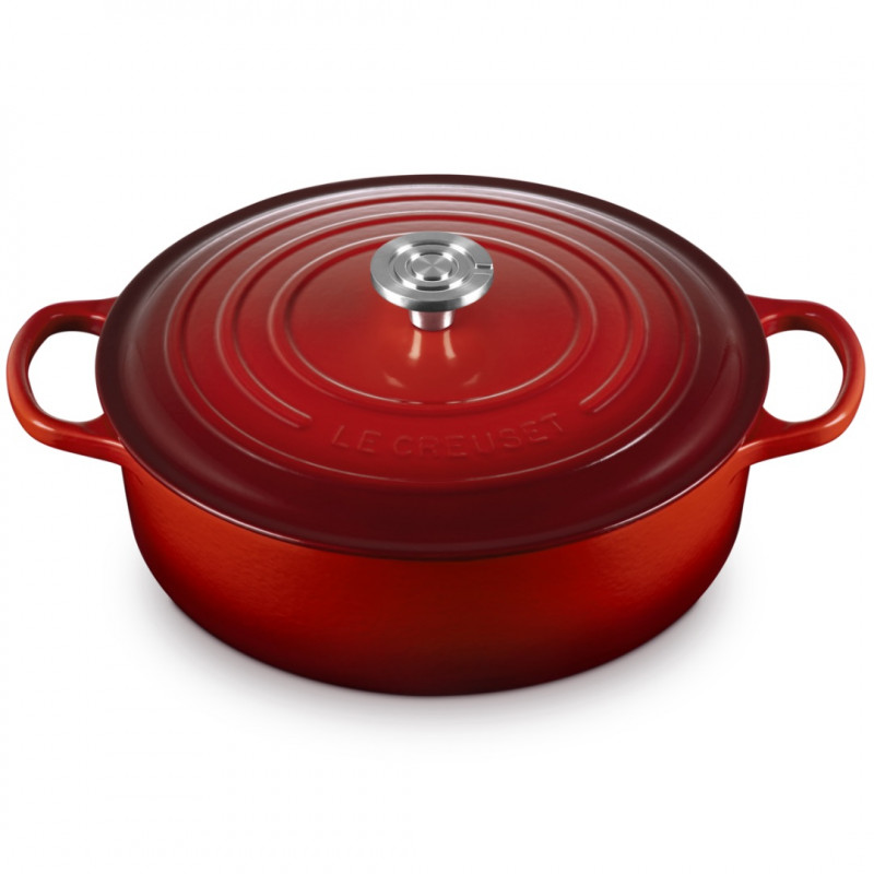 Χυτοσίδηρο ταψί-ροστέρ Le Creuset 21179300602430, 30 εκ., 6,2 λ., Καπάκι που κλείνει αεροστεγώς για τη διατήρηση των αρωμάτων, Φούρνος έως 260 °C, Επαγωγή, Κόκκινο