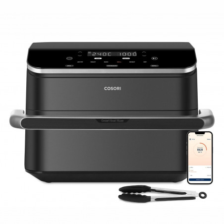 Διπλή φριτέζα θερμού αέρα Cosori Dual Blaze TwinFry CAF-TF102S-AEUR, 10 λίτρα, 6 προγράμματα, 35-240 °C, χρονοδιακόπτης, ThermoIQ, συγχρονισμένο μαγείρεμα και τερματισμός, Μαύρο/Ασημί