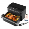 Διπλή φριτέζα θερμού αέρα Cosori Dual Blaze TwinFry CAF-TF102S-AEUR, 10 λίτρα, 6 προγράμματα, 35-240 °C, χρονοδιακόπτης, ThermoIQ, συγχρονισμένο μαγείρεμα και τερματισμός, Μαύρο/Ασημί