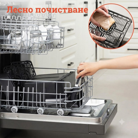 Διπλή φριτέζα θερμού αέρα Cosori Dual Blaze TwinFry CAF-TF102S-AEUR, 10 λίτρα, 6 προγράμματα, 35-240 °C, χρονοδιακόπτης, ThermoIQ, συγχρονισμένο μαγείρεμα και τερματισμός, Μαύρο/Ασημί