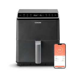 Φριτέζα θερμού αέρα Cosori Dual Blaze Pro CAF-P681S, 1700 W, 6,4 λίτρα, 12 προγράμματα, 360 ThermoIQ, Διπλοί θερμαντήρες, Κεραμική επίστρωση χωρίς PFAS, Μαύρο