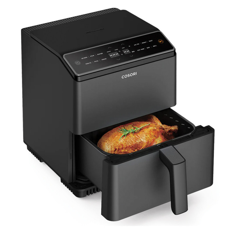 Φριτέζα θερμού αέρα Cosori Dual Blaze Pro CAF-P681S, 1700 W, 6,4 λίτρα, 12 προγράμματα, 360 ThermoIQ, Διπλοί θερμαντήρες, Κεραμική επίστρωση χωρίς PFAS, Μαύρο