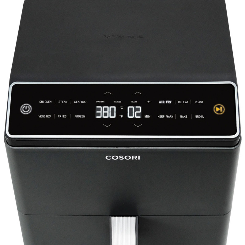 Φριτέζα θερμού αέρα Cosori Dual Blaze Pro CAF-P681S, 1700 W, 6,4 λίτρα, 12 προγράμματα, 360 ThermoIQ, Διπλοί θερμαντήρες, Κεραμική επίστρωση χωρίς PFAS, Μαύρο