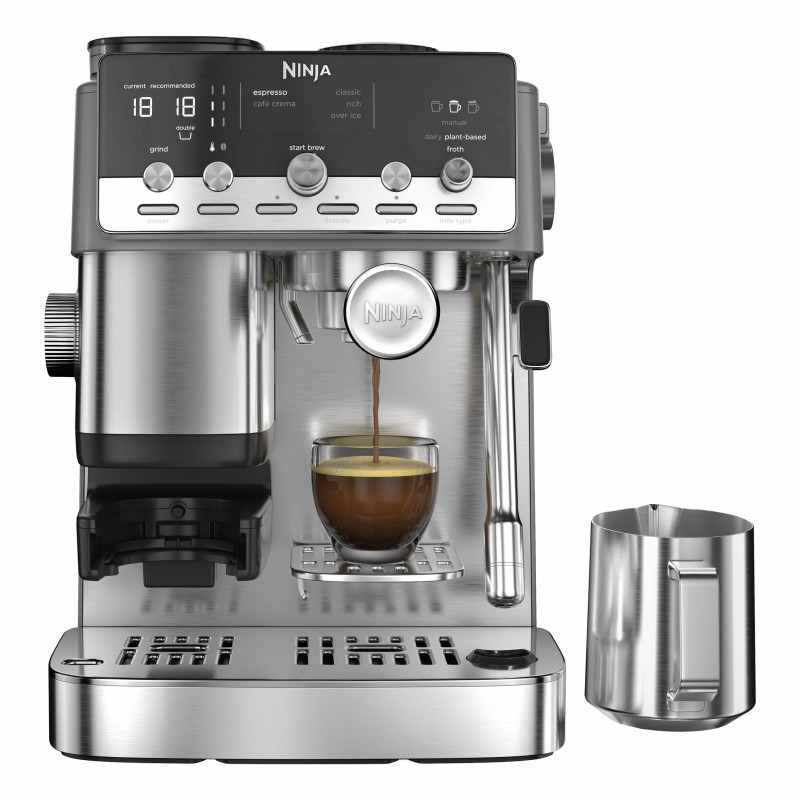 Αυτόματη καφετιέρα 2 σε 1 Ninja Luxe Café Mini ES352EU, 1650 W, 9 bar, 250 γρ., 1,3 λ., Barista Assist, 3 ρυθμίσεις αφρού, 6 είδη εσπρέσο, ανοξείδωτο