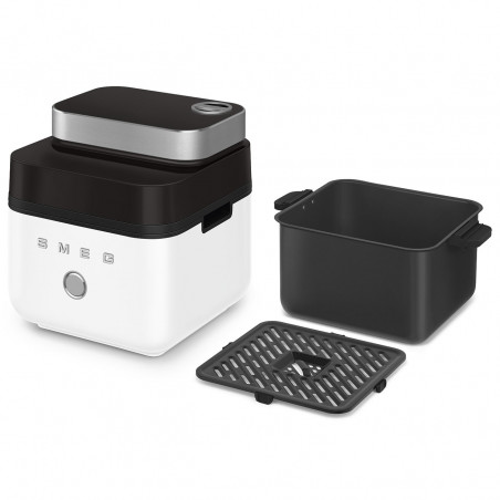 Φριτέζα θερμού αέρα Smeg Collezione AFC01WHMAU, 1450 W, 7,3 λίτρα, 40-200 °C, 7 προγράμματα, Διπλή λειτουργία, Έλεγχος μέσω οθόνης αφής, Χρονοδιακόπτης, LED, Λευκό