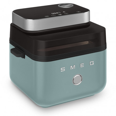 Φριτέζα θερμού αέρα Smeg Collezione AFC01EGMAU, 1450 W, 7,3 λίτρα, 40-200 °C, 7 προγράμματα, Διπλή λειτουργία, Έλεγχος μέσω οθόνης αφής, Χρονοδιακόπτης, LED, Πράσινο