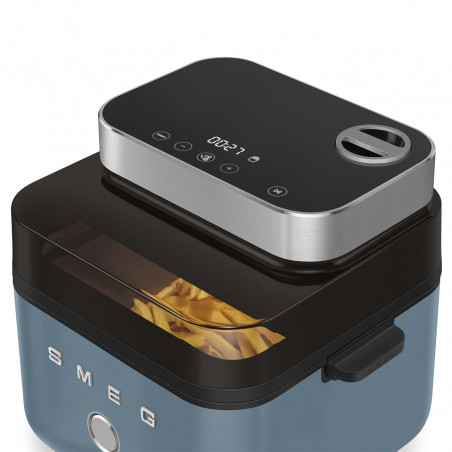 Φριτέζα θερμού αέρα Smeg Collezione AFC01SBMAU, 1450 W, 7,3 λίτρα, 40-200 °C, 7 προγράμματα, Διπλή λειτουργία, Έλεγχος μέσω οθόνης αφής, Χρονοδιακόπτης, LED, Μπλε