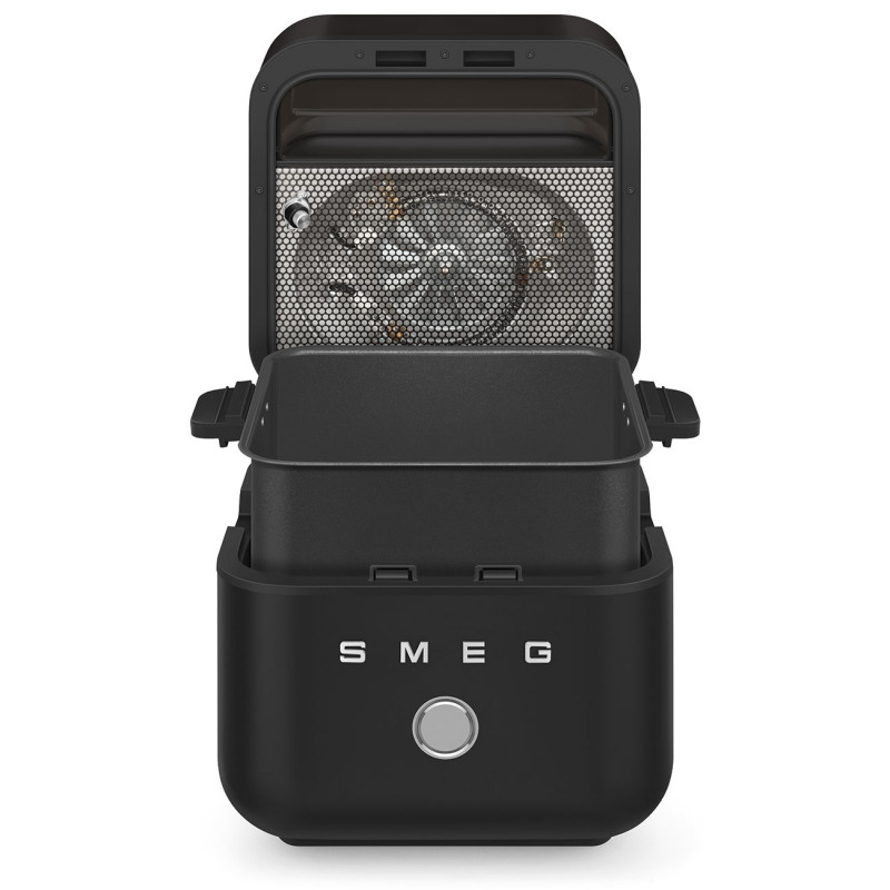 Φριτέζα θερμού αέρα Smeg Collezione AFC01BLMAU, 1450 W, 7,3 λ, 40-200 °C, 7 προγράμματα, Διπλή λειτουργία, Έλεγχος μέσω οθόνης αφής, Χρονοδιακόπτης, LED, Μαύρο