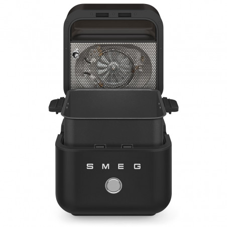 Φριτέζα θερμού αέρα Smeg Collezione AFC01BLMAU, 1450 W, 7,3 λ, 40-200 °C, 7 προγράμματα, Διπλή λειτουργία, Έλεγχος μέσω οθόνης αφής, Χρονοδιακόπτης, LED, Μαύρο