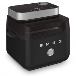 Φριτέζα θερμού αέρα Smeg Collezione AFC01BLMAU, 1450 W, 7,3 λ, 40-200 °C, 7 προγράμματα, Διπλή λειτουργία, Έλεγχος μέσω οθόνης αφής, Χρονοδιακόπτης, LED, Μαύρο
