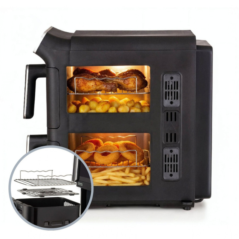 Φριτέζα θερμού αέρα Ariete 4640/00, 2460 W, 11 λίτρα, 2 καλάθια, 6 προγράμματα, οθόνη αφής, μαύρο