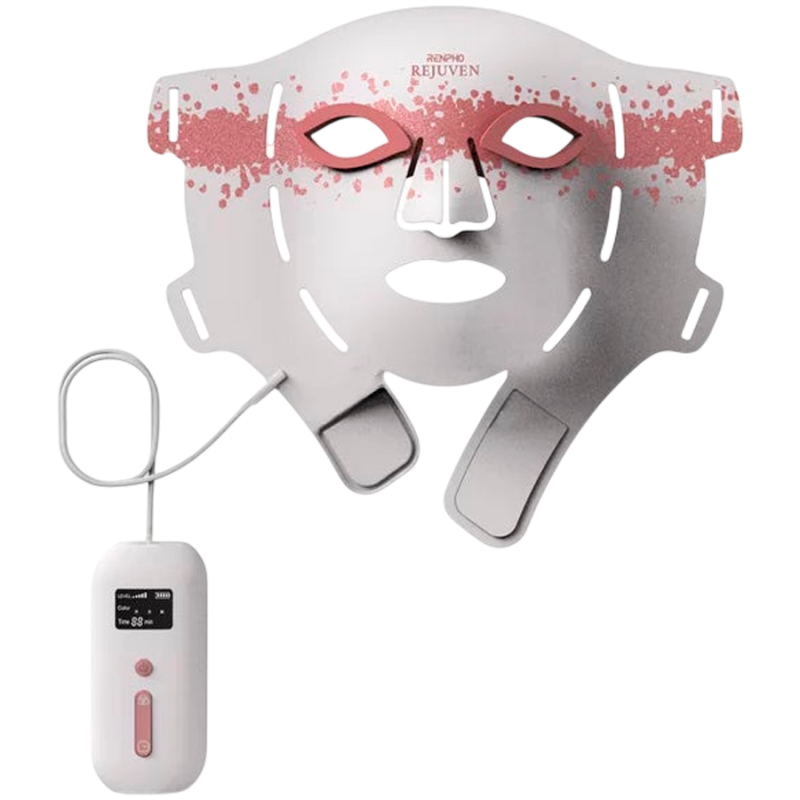 Μάσκα προσώπου LED RENPHO Artemis Blush PEU-E100B-1, Φωτοθεραπεία, 5 επίπεδα έντασης, Χρονοδιακόπτης, Λευκό/ροζ
