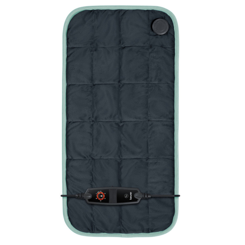 Θερμική κουβέρτα Beurer BF HK 145 Cosy Weight Green Planet LE, 100 W, 30 × 60 εκ., 6 επίπεδα θερμότητας, Σύστημα ασφαλείας, Αναπνέον πολυεστέρας, Πλύσιμο στους 30 °C, Σκούρο γκρι/μπλε