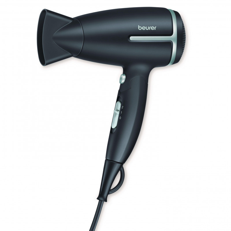 Τουριστικό πιστολάκι Beurer BF HC 25 LE, 1600 W, 2 ταχύτητες, 2 θερμοκρασίες, ιονισμός, αφαιρούμενο φίλτρο, σκούρο γκρι/μπλε