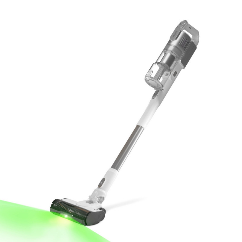 Κάθετη ηλεκτρική σκούπα Levoit VortexIQ LSV-V221-VEU, 210 W, 0,85 λ, 50 λεπτά, 3 επίπεδα ισχύος, Πράσινο φως στη βούρτσα NeoSight™, Φίλτρο HEPA 5 επιπέδων, Κεφαλή 180°, Λευκό/ασημί